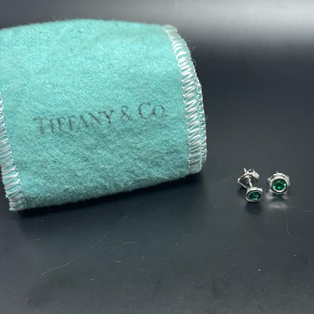 Tiffany & Co. Sterling Silver Elsa Peretti Color By The Yard Tsavorites Earrings